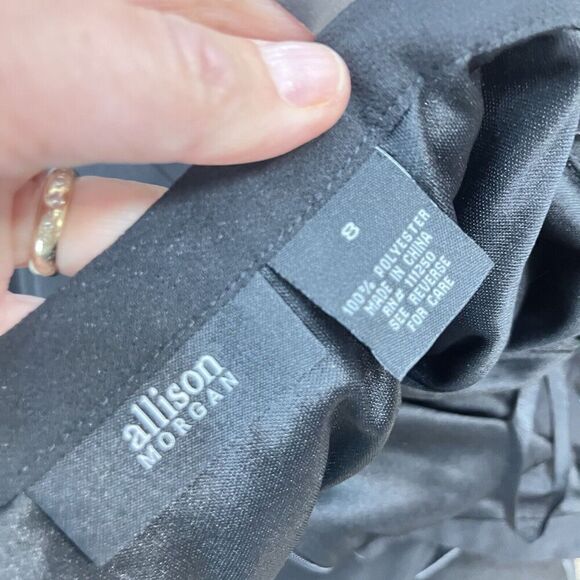 Allison Morgan Skirt sz 8 Black Crepe Long A Line Evening Wedding Church Modest - Picture 14 of 14